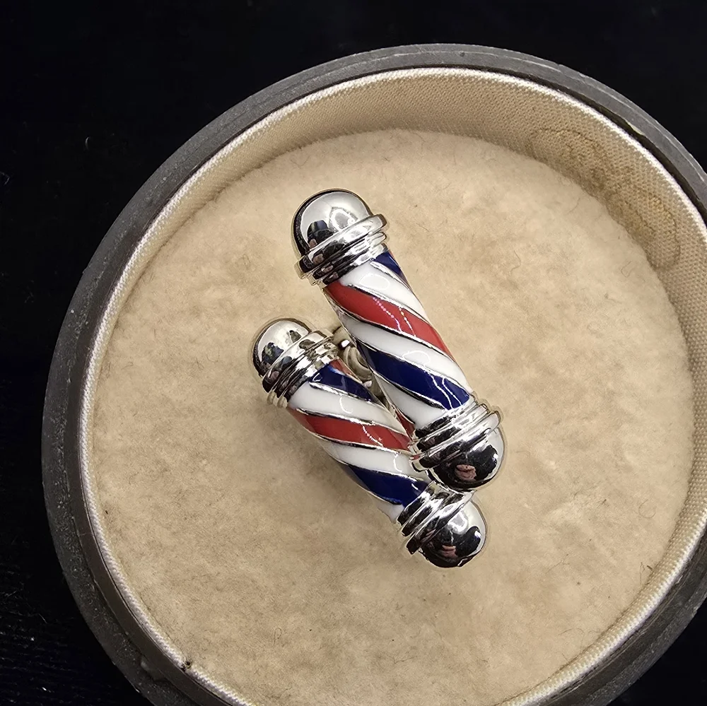 Enameled Barber Pole Cufflinks Novelty